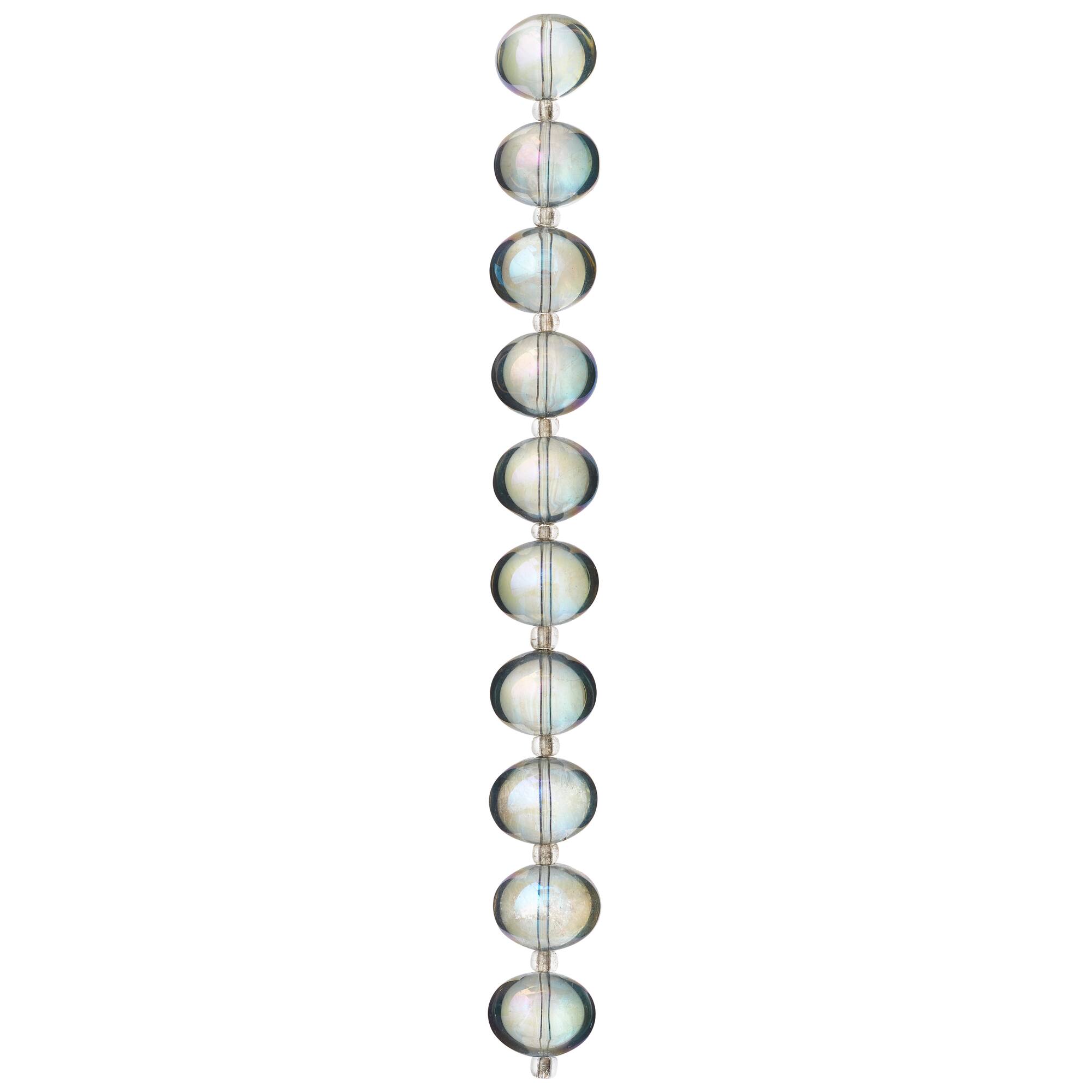 Aqua Luster Glass Medium Oval Beads, 15mm by Bead Landing™